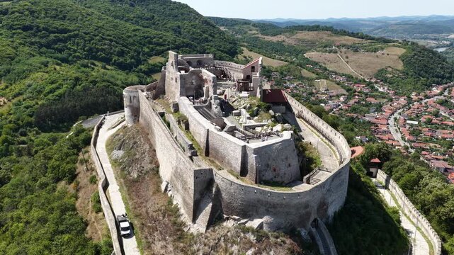 Aerial view of Deva Castle, Deva, Romania