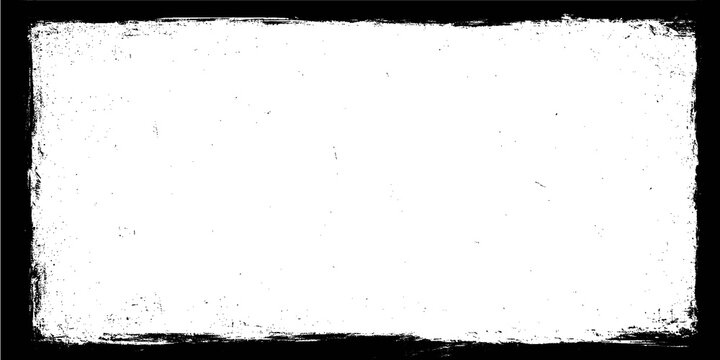 Black and white grunge rectangle frame with distressed rough edges and textured border