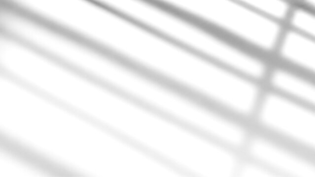 Abstract shadow of window blinds cast on a white wall background isolated on transparent background