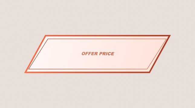 Coral and beige geometric banner displays the text 'offer price' a flat