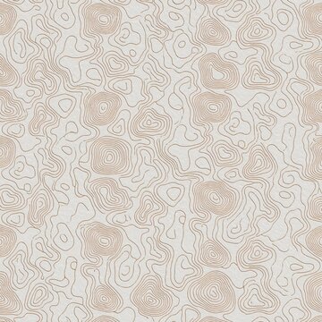 Seamless beige topographic contour lines pattern on textured paper bac