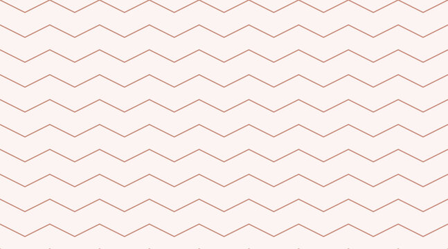 Seamless pattern of horizontal chevron zigzag lines in muted rose gold color on a light cream background, minimalist geometric wallpaper texture