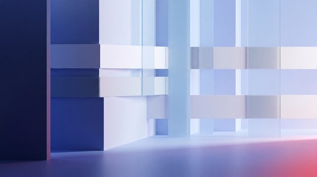 Abstract Modern Blue Architectural Geometric Background 3D Render