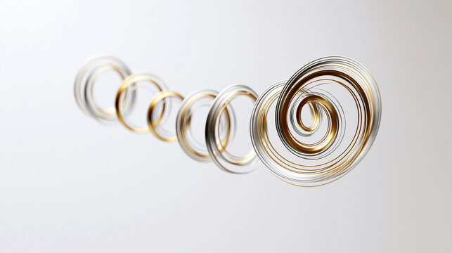Abstract Metallic Spiral Rings Representing Evolution and Innovation