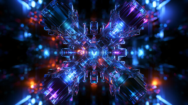 Abstract Sci Fi Technology Core with Glowing Neon Lights