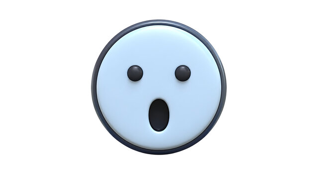 Surprised light blue emoji face with open mouth showing shock expression isolated on transparent background
