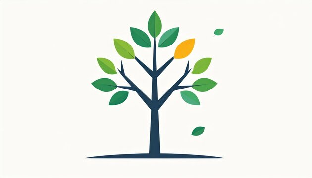 Tree with green and yellow leaves.