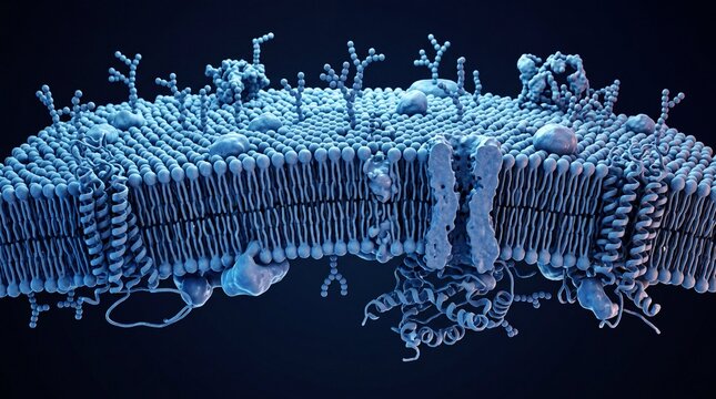 Scientific 3d model of a cell membrane phospholipid bilayer