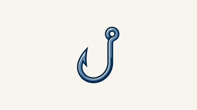 Blue Metal Fishing Hook Isolated Object.