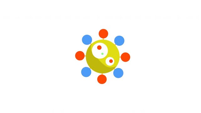 Yellow monster shape colored circular dots google logo variant playful colorful icon illustration. Suitable for childrens products and playful design projects.