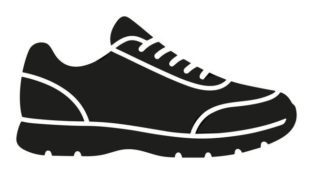 Black sneaker shoe icon with white outline design