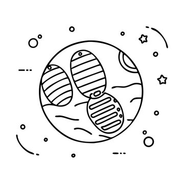 Mitochondria inside a cell illustration - Simple vector icon showing mitochondria inside a cell with dotted background elements.