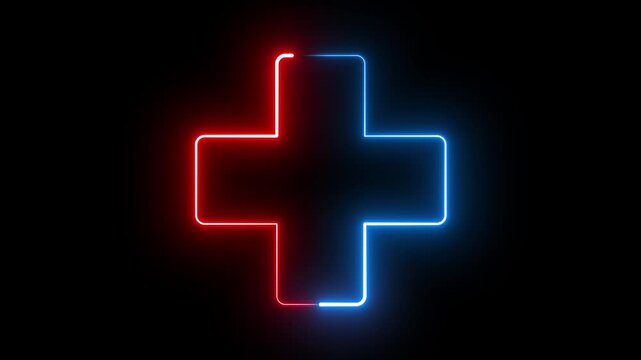 Pharmacy symbol glowing lines movement animated 4k