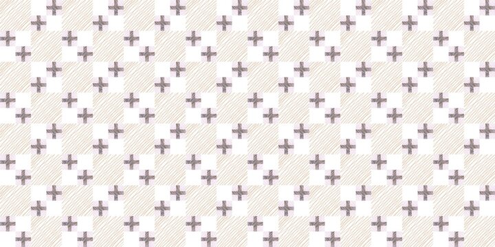 Minimalist geometric cross seamless pattern with subtle pastel plus signs for modern nursery and stationery design