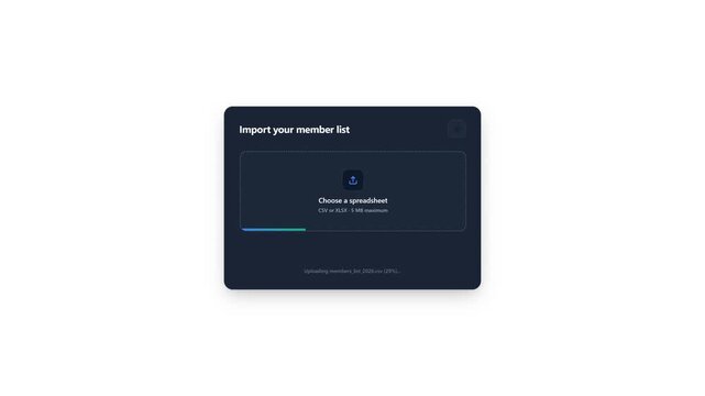 A person manages digital subscription databases by clicking the import button within the user interface software module to quickly upload a csv spreadsheet file for organizing their active
