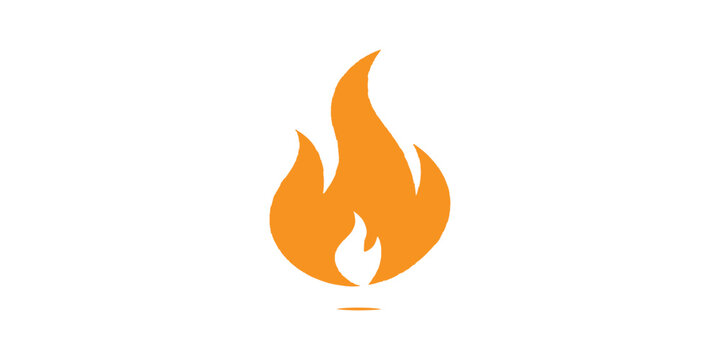 Minimalist orange fire flame icon logo symbol isolated on white background vector illustration.