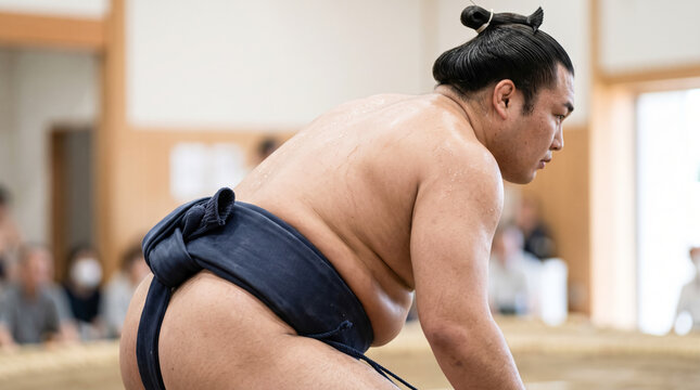 稽古場で真剣な表情を見せる大相撲の力士