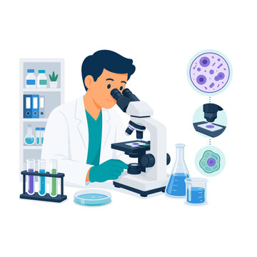 Scientist Using Microscope for Medical Laboratory Research and Scienti