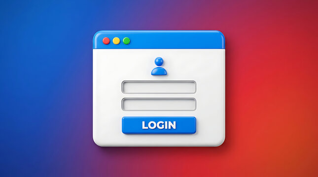 Login screen interface with user icon and login button on a vibrant gradient background