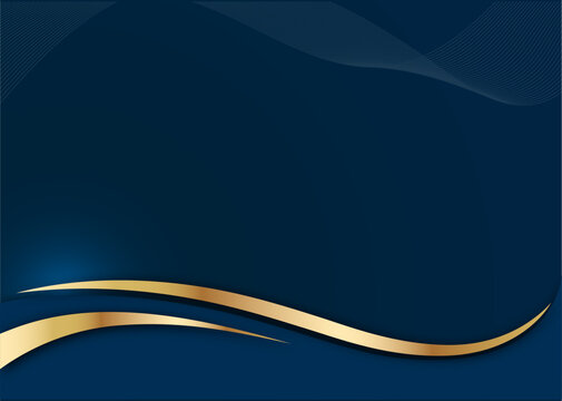 elegant award corporate background with navy blue and gold wave vector layout