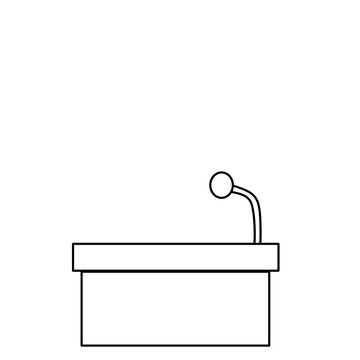 Podium stand with microphone line art coloring page vector