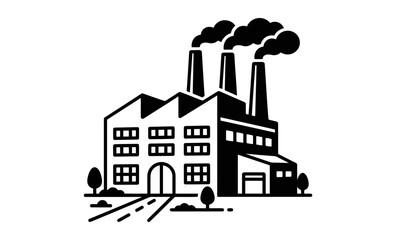 Fototapeta premium Minimal Factory Building Vector Icon