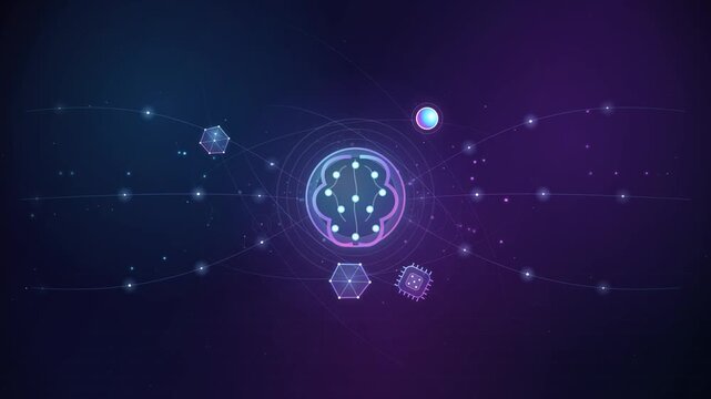 Generative AI network with glowing digital neural core