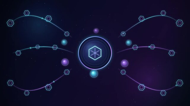 Cryptocurrency blockchain network with connected digital nodes