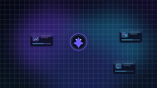AI business assistant workflow with connected dashboard cards