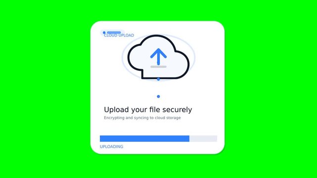 Secure cloud file upload interface on green screen