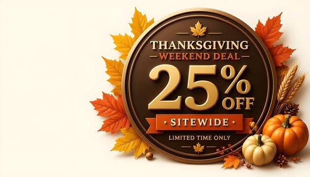Thanksgiving Weekend Deal Badge with Discount Label for Holiday Retail Shopping