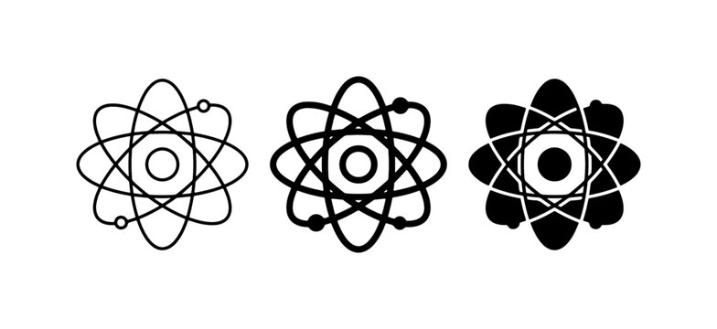 Atomic Structure Icons, Atom Symbol Vector Graphics, Science and Research Icons
