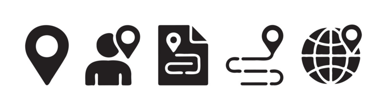 Navigation map icons for location pin and travel route planning.