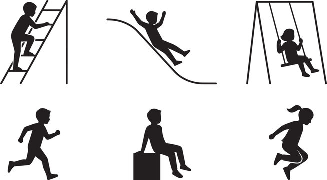 Playground Children Black Silhouette Vector Set for Architectural Design