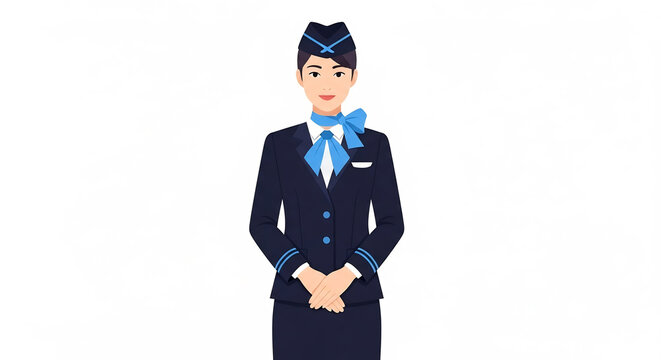 Pramugari standing in professional flight attendant uniform