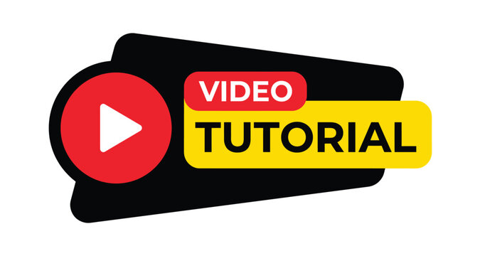 ideo tutorial banner. Play button with VIDEO and TUTORIAL labels. Online education, digital learning and streaming media concept.