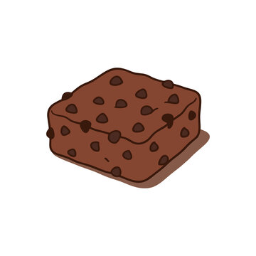 Chocolate chip brownie dessert flat illustration