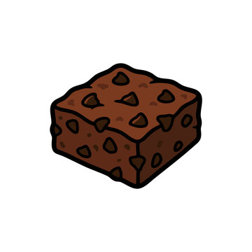 Chocolate chip brownie dessert outline illustration