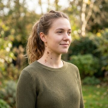 Young Woman With Skin Pigmentation Smiling Outdoors