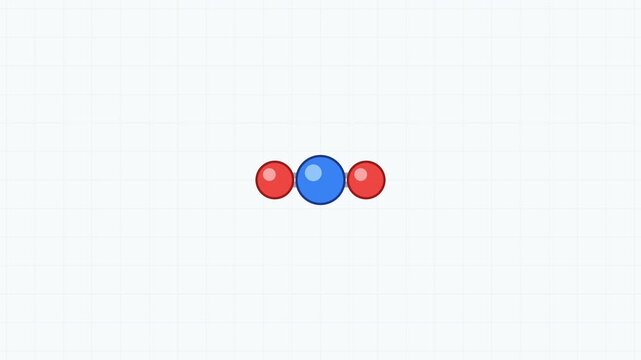 Animation of oxygen atoms forming a carbon dioxide molecule
