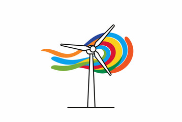 Obraz premium Colorful Wind Turbine Renewable Energy Icon.