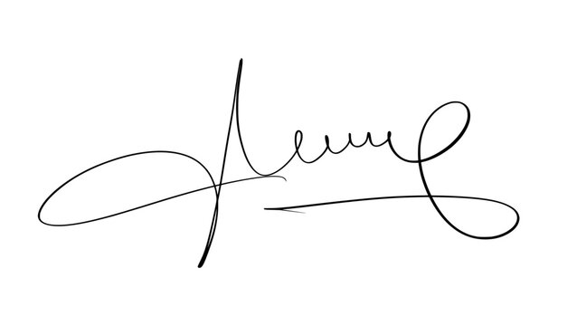 Personal calligraphic signature stroke placeholder for legal document and contract.