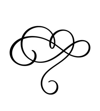 Continuous line heart infinity swirl flourish calligraphic vector element for romantic wedding decor.