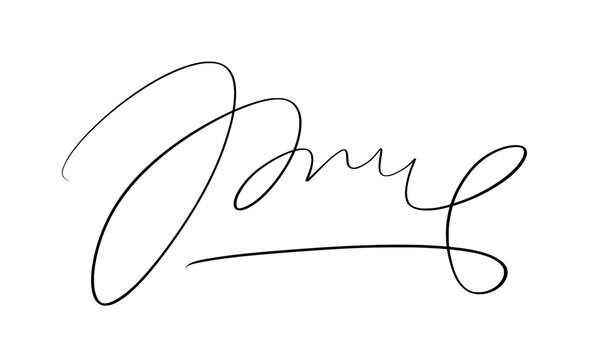 Expressive cursive autograph pen stroke element for business agreement and certificate.