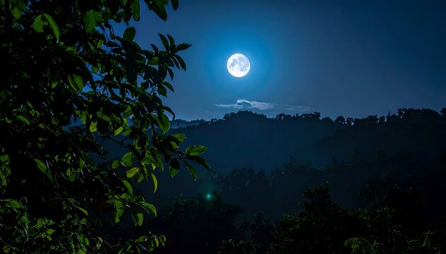 Moonlit Night Over Tranquil Forest