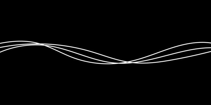 Layered line squiggle cable waves on black background
