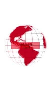 Red globe animation displays dynamic breaking news titles Global broadcast events orbit around this red globe animation International news reporting powers the red globe