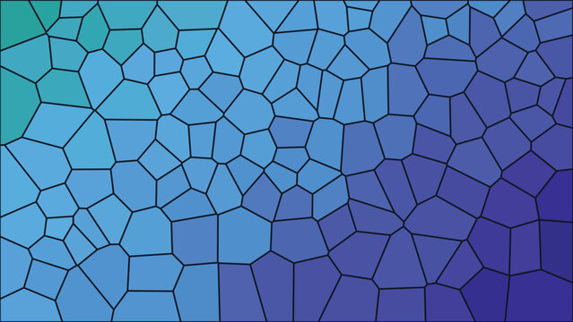 Abstract background featuring a vibrant blue and purple gradient with a geometric mosaic pattern of irregular polygon shapes creating a modern digital texture