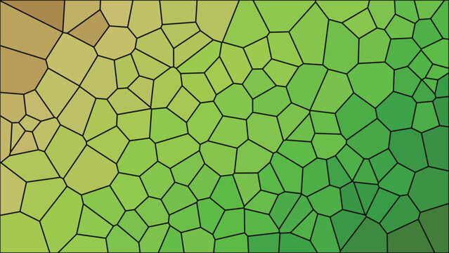 Abstract background featuring a geometric voronoi pattern with a soft gradient transition from warm yellow to vibrant green colors for modern digital design