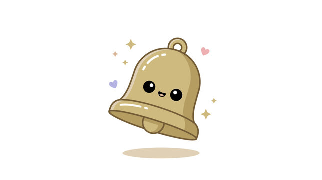 Kawaii gold bell mascot.